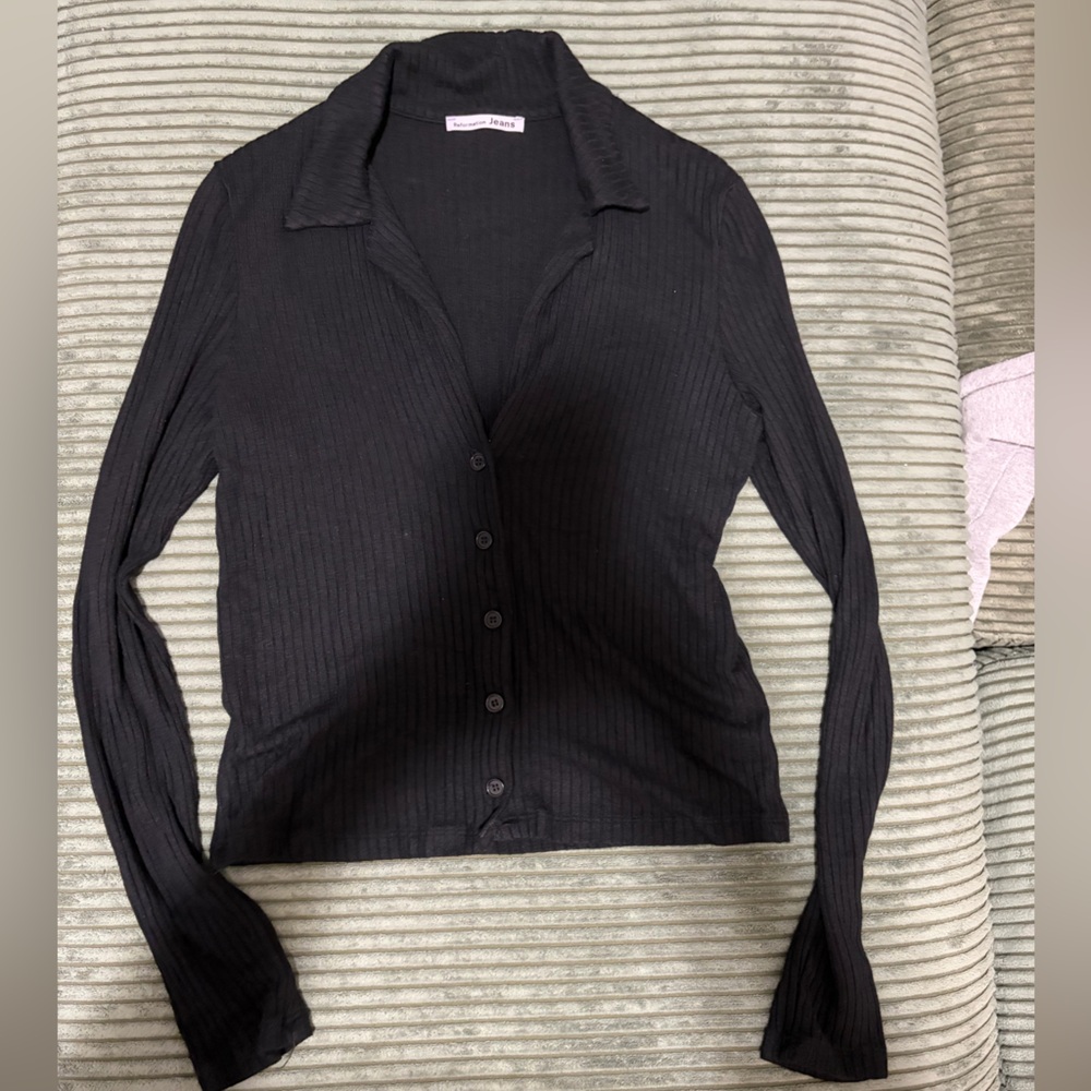 Reformation Black Button Down Shirt